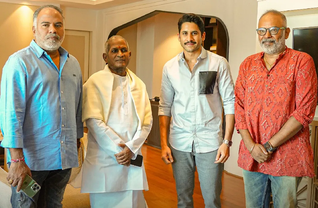 ‘கஸ்டடி’ டீம் நாகசைதன்யா, வெங்கட்பிரபு, ஸ்ரீனிவாசா சித்தூரி ஆகியோர் இசைஞானி, லெஜண்டரி மாஸ்ட்ரோ இளையராஜாவை சந்தித்தனர்
