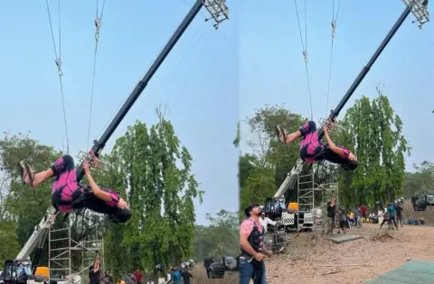 டூப் போடாமல் அதிரடி சாகச சண்டைக்காட்சியில் நடித்த நடிகை லக்‌ஷ்மி மஞ்சு!